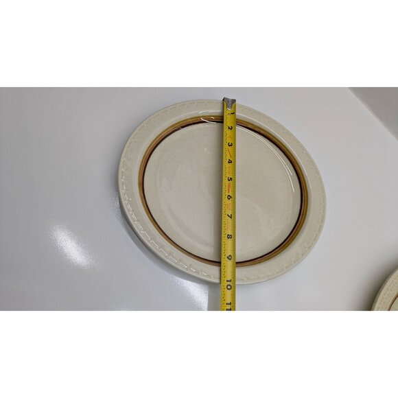 Syracuse China Oval Dinner Plate Speckled Cream Orange Brown Trim Vintage USA - Picture 6 of 10